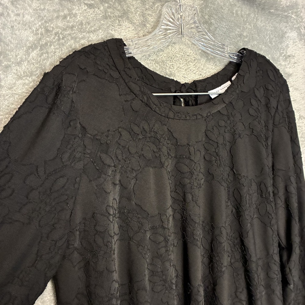 Susan Graver Womens Swing Tunic PL Jacquard Dressy Formal Flowy Romantic Black